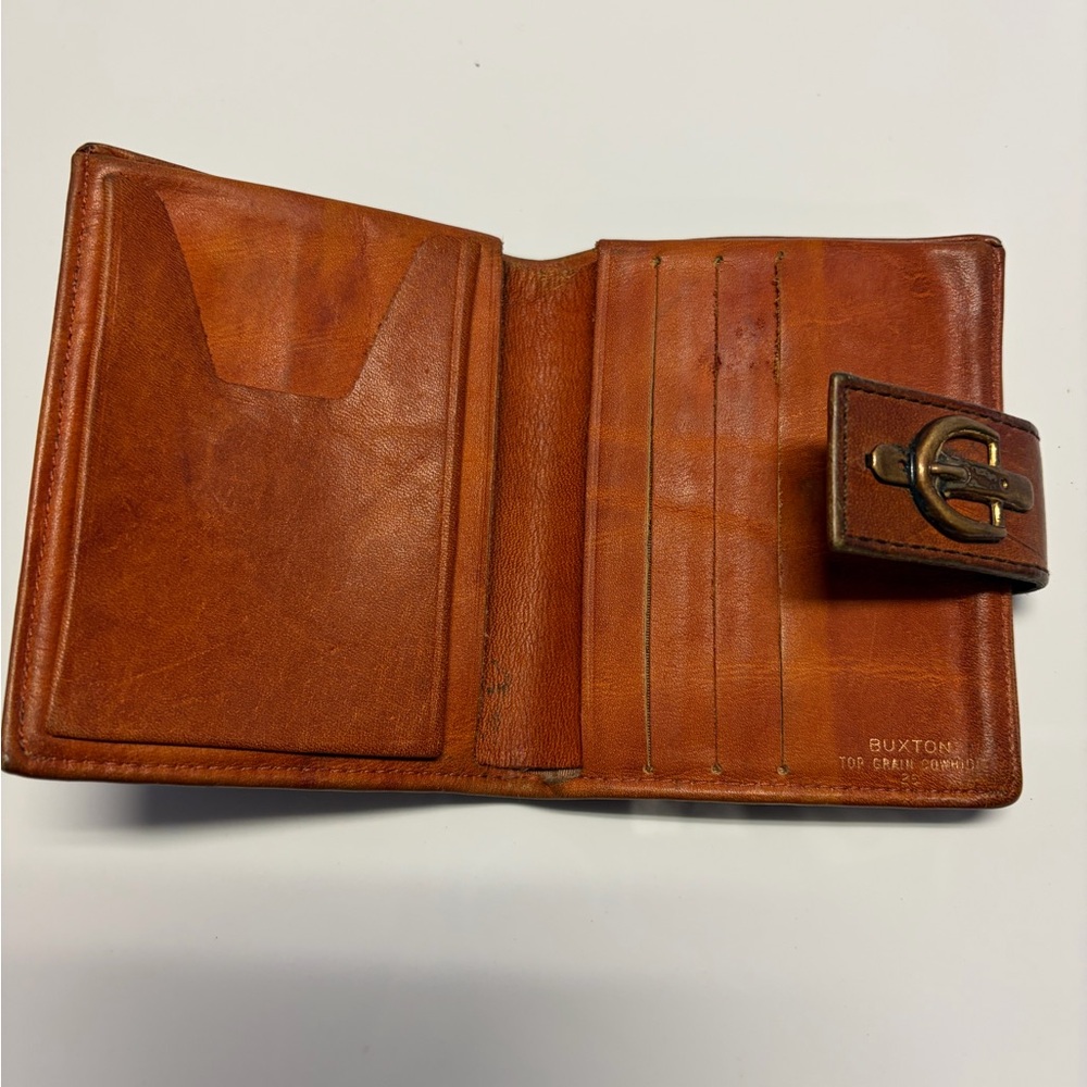 Vintage Buxton Tan Leather Card Holder Wallet